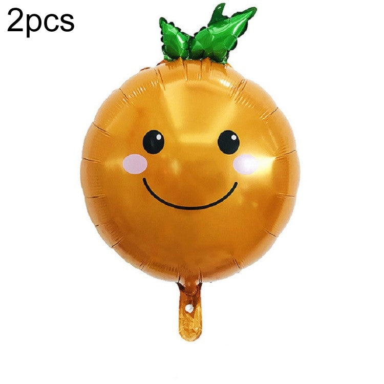 2 PCS Cartoon Vegetables and Fruits Aluminum Film Balloon Children Party Decoration Supplies Inflatable Toys