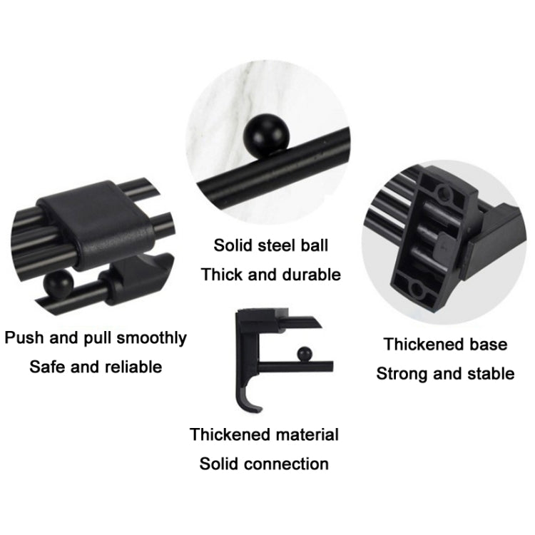 Wardrobe Hardware Push-Pull Hanging Rod Clothes Rail, Y03 Black 16 inches 7 beads, Y03 Black 18 inch 8 Beads