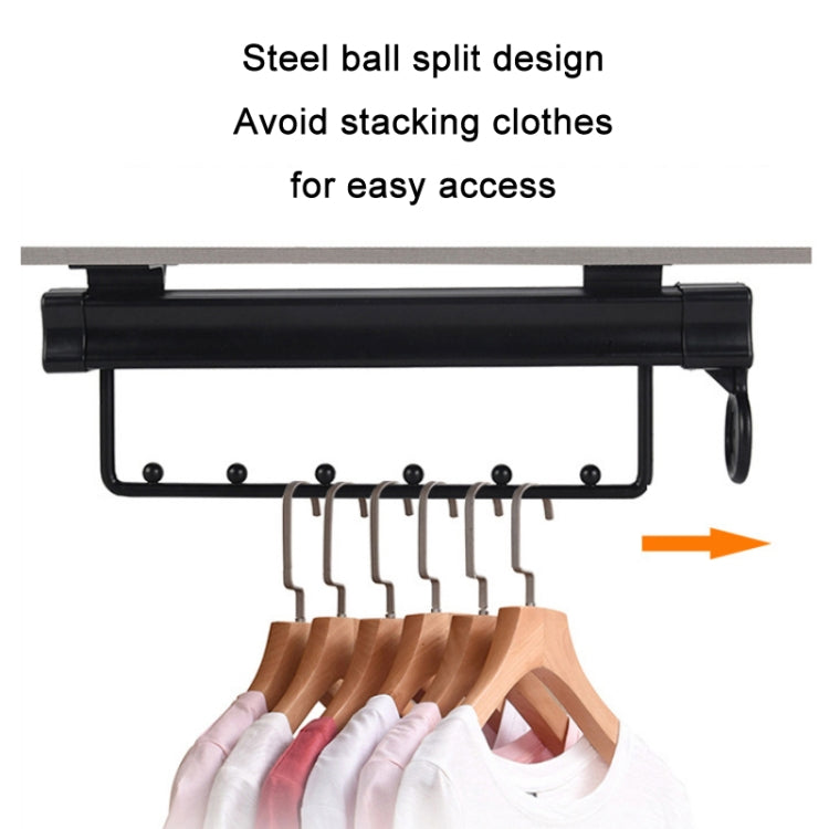 Wardrobe Hardware Push-Pull Hanging Rod Clothes Rail, Y03 Black 16 inches 7 beads, Y03 Black 18 inch 8 Beads