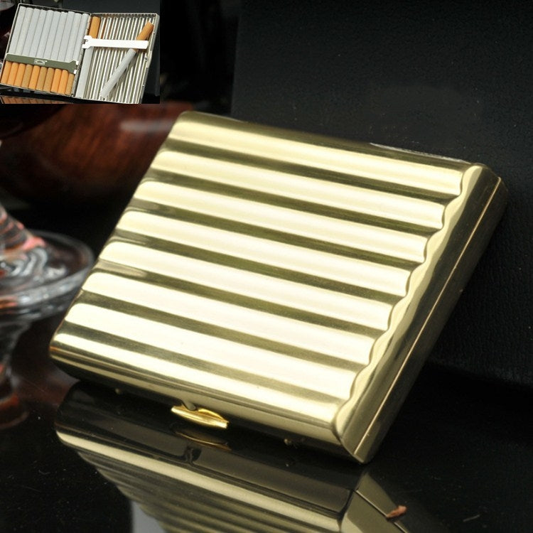 Double-gun Copper Corrugated Cigarette Case, 10 PCS Silver, 16 PCS Gold, 16 PCS Silver, 20 PCS Gold, 20 PCS Silver