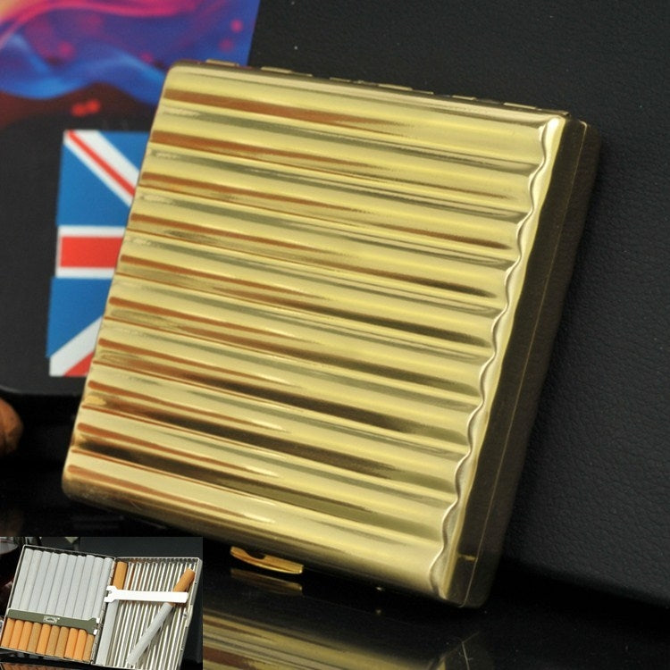 Double-gun Copper Corrugated Cigarette Case, 10 PCS Silver, 16 PCS Gold, 16 PCS Silver, 20 PCS Gold, 20 PCS Silver