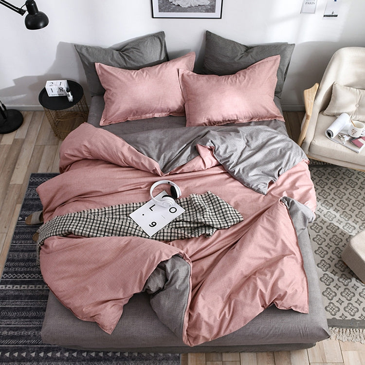 Bedding Set Solid Plaid Side Bed Comforter Duvet Cover Sheet Set