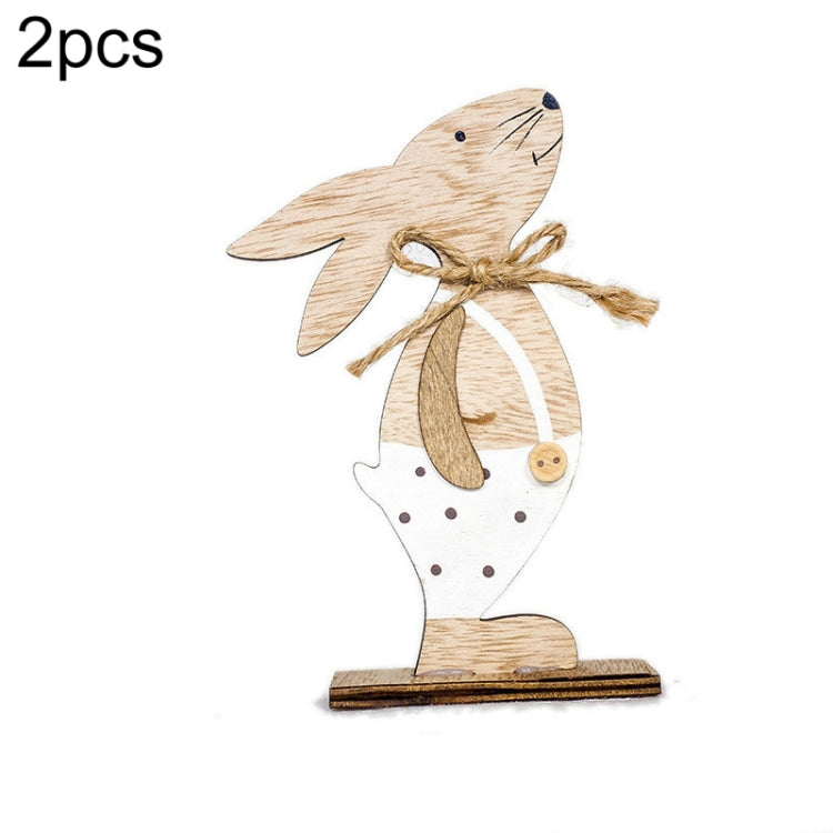 2 PCS Creative Easter Home Wooden Rabbit Decorative Ornaments