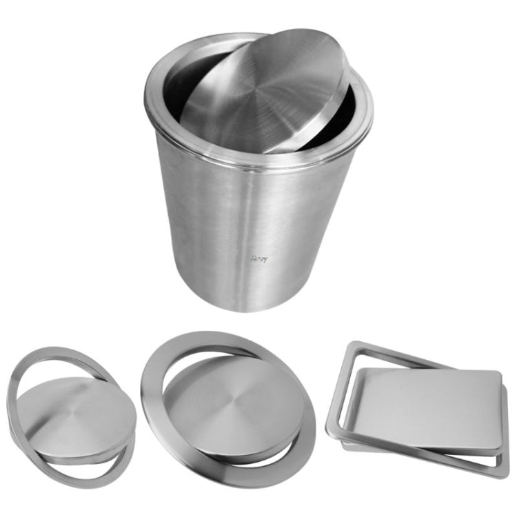 Embedded Type Stainless Steel Swing Cover Flip Kitchen Countertop Trash Can Lid Cap, Round Drawing 20cm Diameter, Round Mirror 24.5cm Diameter, Square 16.2x22.7cm