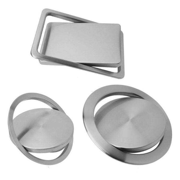 Embedded Type Stainless Steel Swing Cover Flip Kitchen Countertop Trash Can Lid Cap, Round Drawing 20cm Diameter, Round Mirror 24.5cm Diameter, Square 16.2x22.7cm