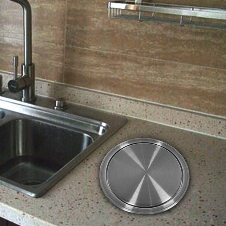 Embedded Type Stainless Steel Swing Cover Flip Kitchen Countertop Trash Can Lid Cap, Round Drawing 20cm Diameter, Round Mirror 24.5cm Diameter, Square 16.2x22.7cm