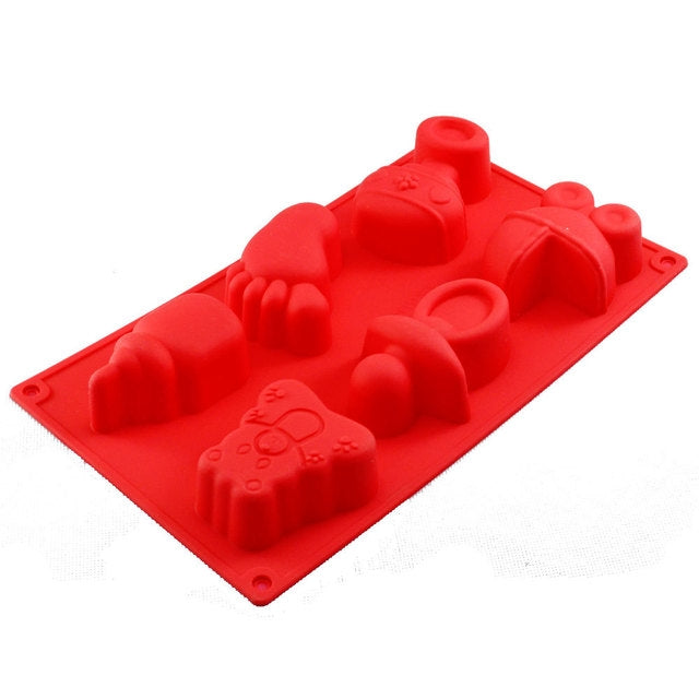 Silicone Baby Toys Shape Bakeware Mold Jelly Pudding Chocolate Cake Decoration, Random Color Delivery