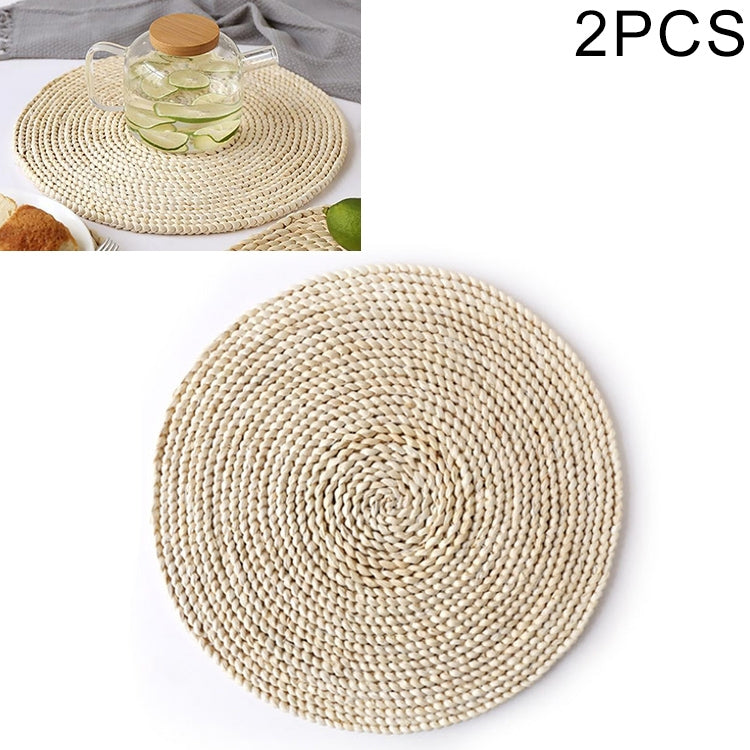 2 PCS Non-slip Natural Corn Woven Thickening Insulated Tea Mat Table Heat-resistant Casserole Mat