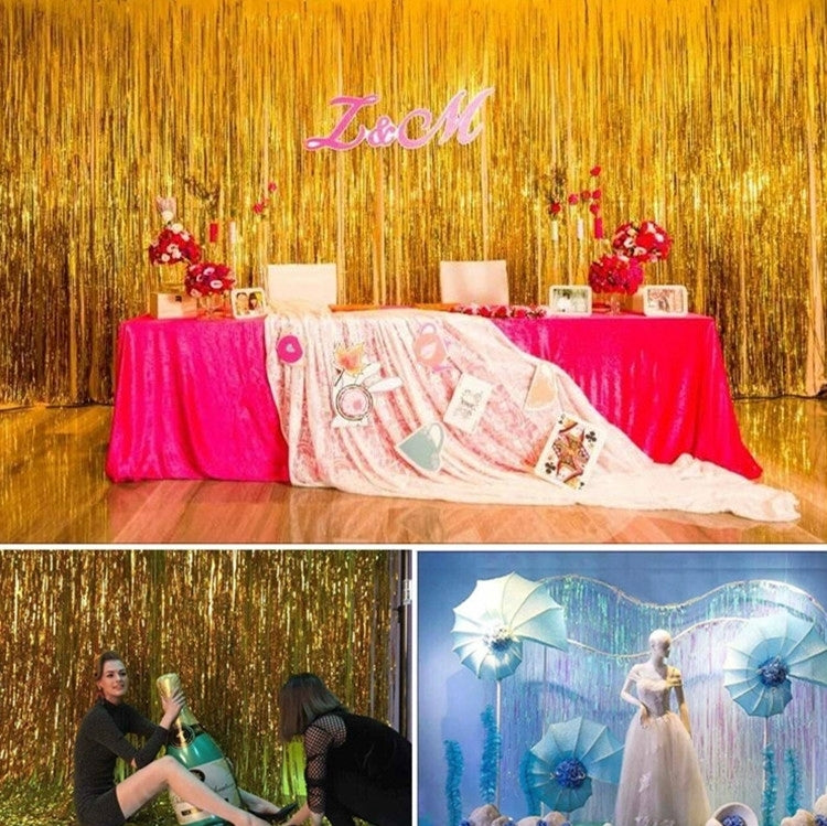 Laser Rain Tinsel Foil Curtain Birthday Party Decoration Tassel Wall,, 1x1m, 1x2m, 1x2.5m, 1x3m