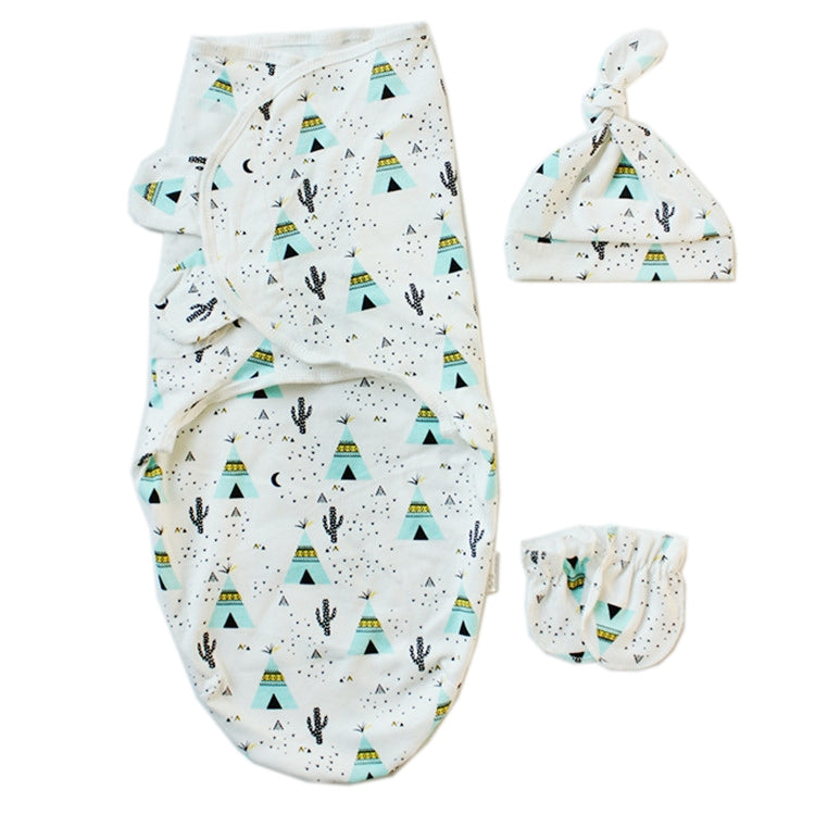 Spring Summer Cotton Baby Infant Bags Towels Sleeping Bags Knitted Cloth Cap Set