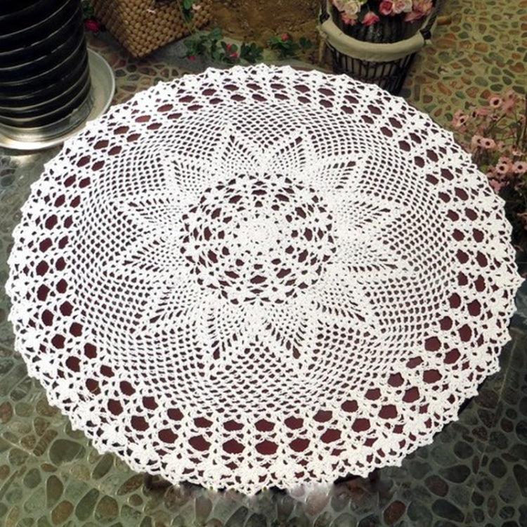Exquisite Handmade Crochet Hook Flower Garden Mori Cotton Lace Openwork Woven Round Tablecloth