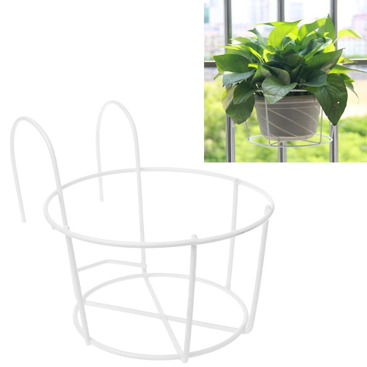 Balcony Fence Round Metal Flower Stand Wrought Iron Wall-mounted Flower Pot Stand