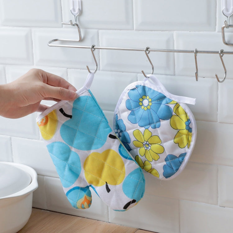 5 Sets 2 in 1 Thickened Microwave Oven High Temperature Resistant Plus Velvet Insulation Gloves Set