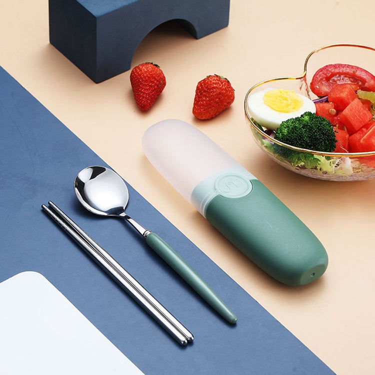 2 in 1 Simple Child Student Travel Portable 304 Stainless Steel Spoon Chopsticks Cutlery Set