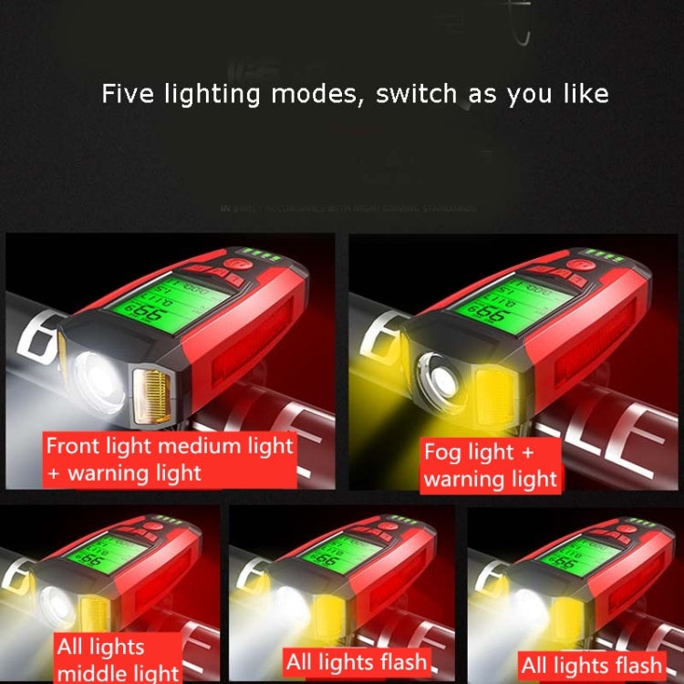 Front Light (With Fog Light) & Horn & Speedometer Multifunctional Bicycle Mountain Bike Headlight