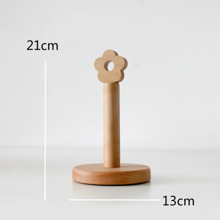Kitchen Vertical Solid Wood Roll Paper Holder Small Flower Lazy Rag Rack