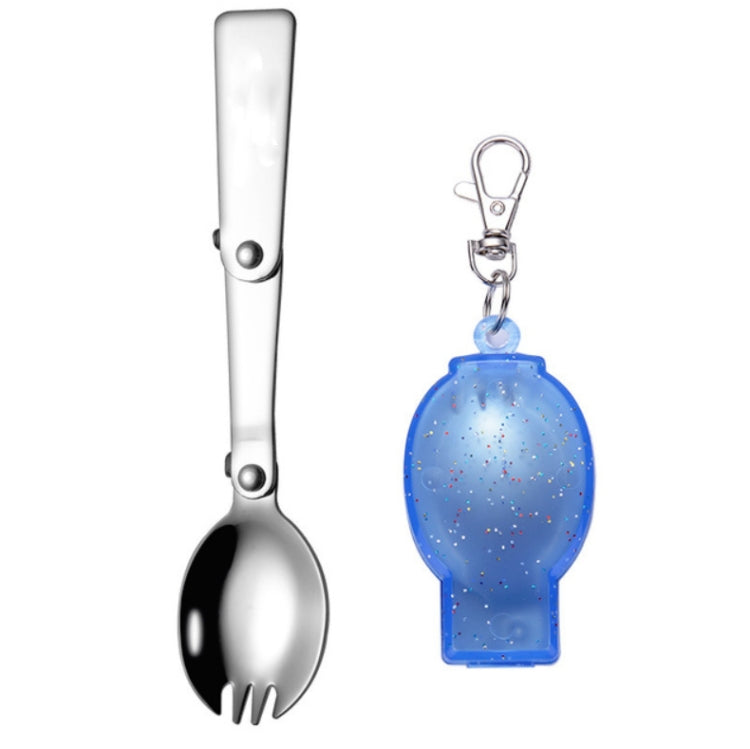 2PCS Stainless Steel Folding Fork Spoon Integrated Dual-use Picnic Portable Tableware, Random Color Delivery