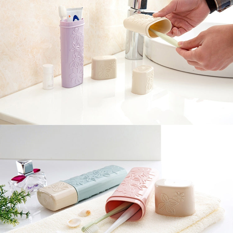 Portable Flower Carved Toothbrush Holder Outdoor Toothrush Cap Case Toothpaste Storage Box Wash Cup