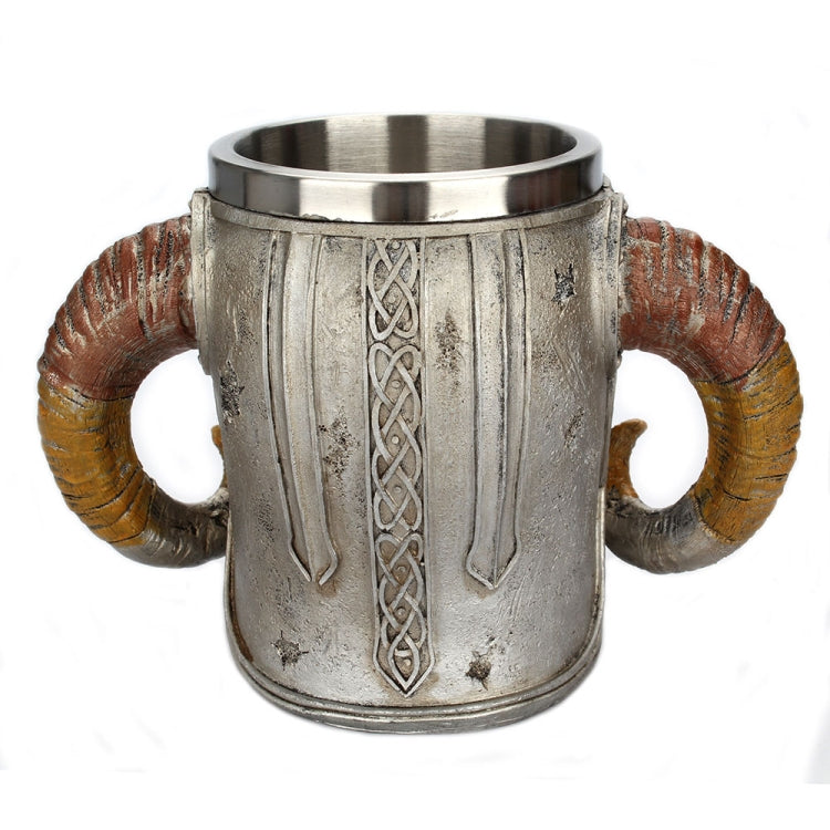 Stainless Steel Skull Mug Ram Horned Warrior Beer Coffee Mug Tea Cup Halloween Bar Drinkware Gift