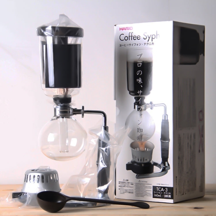 Classic Siphon Coffee Pot Black Handle Glass Syphon Pot for 5 People, Size:37.5x11.3cm