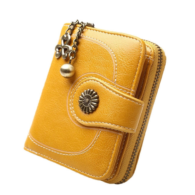 Vintage Button Phone Purses Women Wallets Female Purse Leather Brand Retro Ladies Long Zipper Woman Wallet Card Clutch