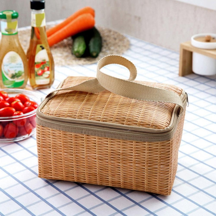 Outdoor Camping Picnic Bag Wicker Picnic Basket Case Thermal Lunch Storage Box