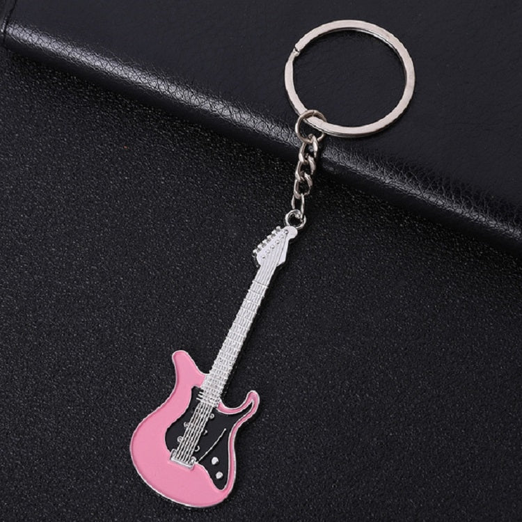 2 PCS Creative Guitar Keychain Metal Musical Instrument Pendant
