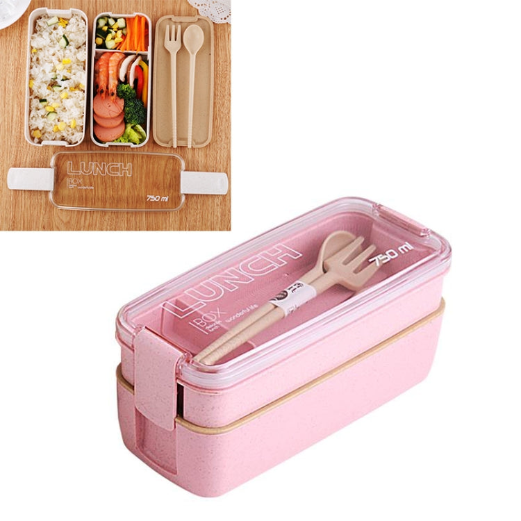 750ml Healthy Material Wheat Straw 2 Layer Lunch Box Dinnerware Food Storage Bento Container Microwave Lunchbox