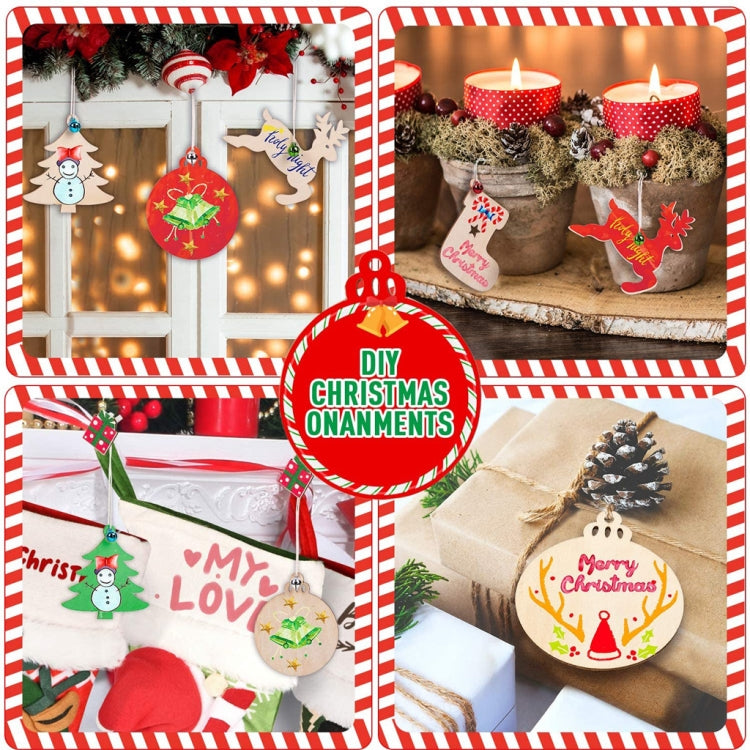 Christmas Creative DIY Decoration Gift Set Handmade Wood Chip Pendant