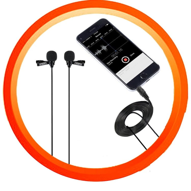 Wired Lavalier Microphone Condenser Double Head Microphone Two People Live Mobile Phone K Song Microphone