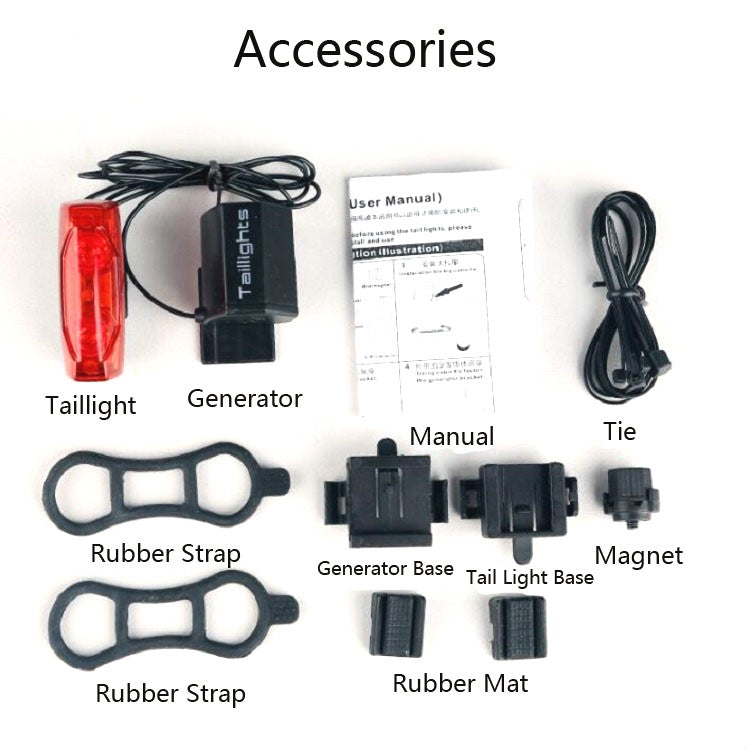 Magnetic Induction Taillight Bicycle Self-Generation Induction Taillight Waterproof Night Riding Safety Warning Light