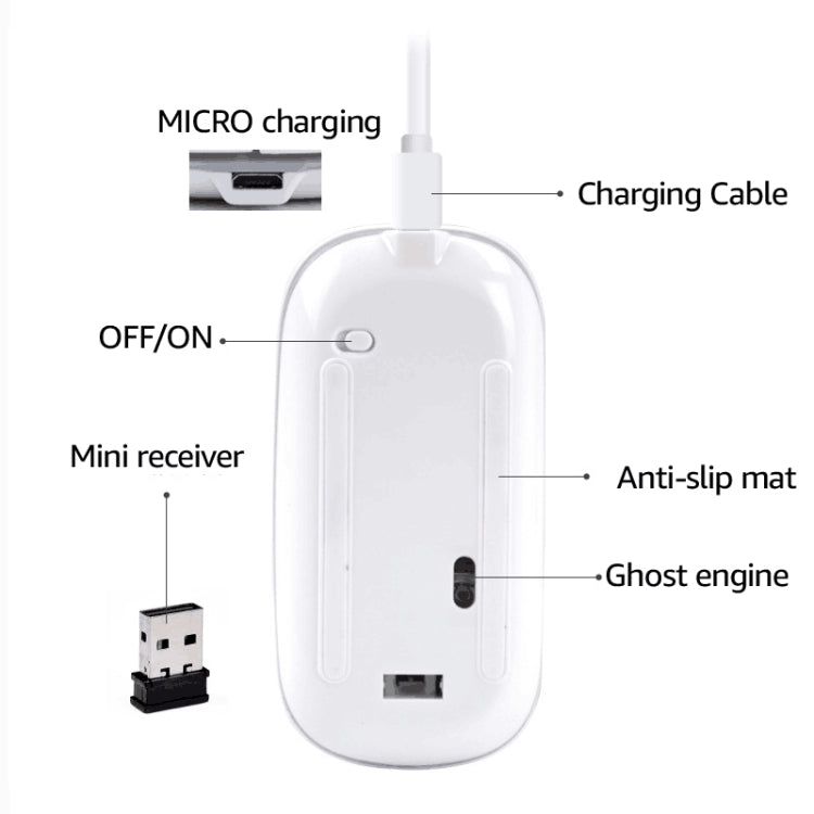 iMICE E-1300 4 Keys 1600DPI Luminous Wireless Silent Desktop Notebook Mini Mouse
