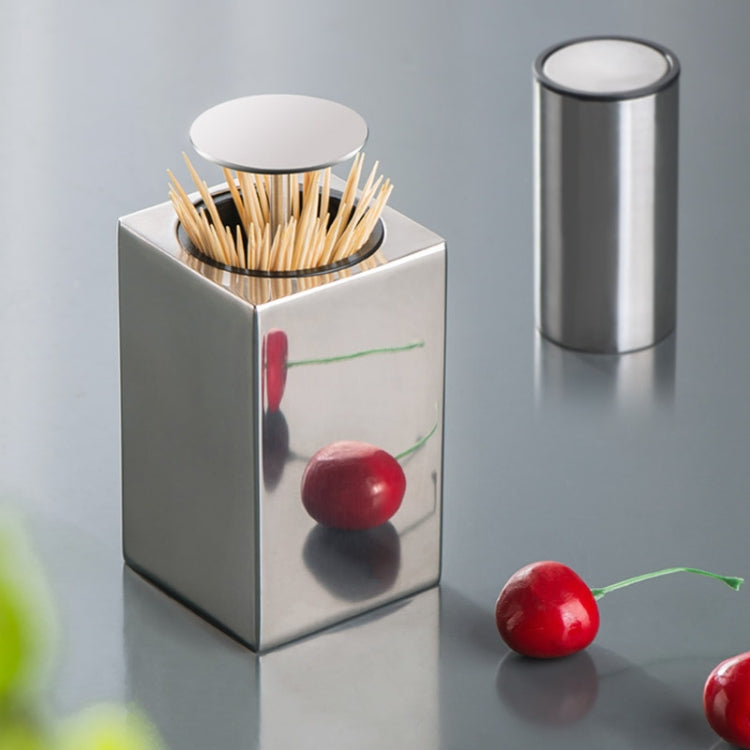 Push-Type Stainless Steel Toothpick Holder Portable Automatic Pop-Up Toothpick Storage Box