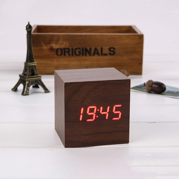 Multicolor Sounds Control Wooden Clock Modern Digital LED Desk Alarm Clock Thermometer Timer