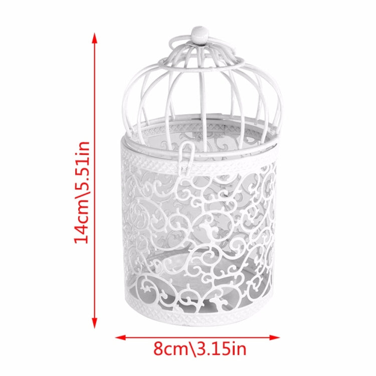 Antique Creative Bird Cage Candlestick Wrought Iron Ornaments Hollow Flower Pattern Home Decoration Crafts