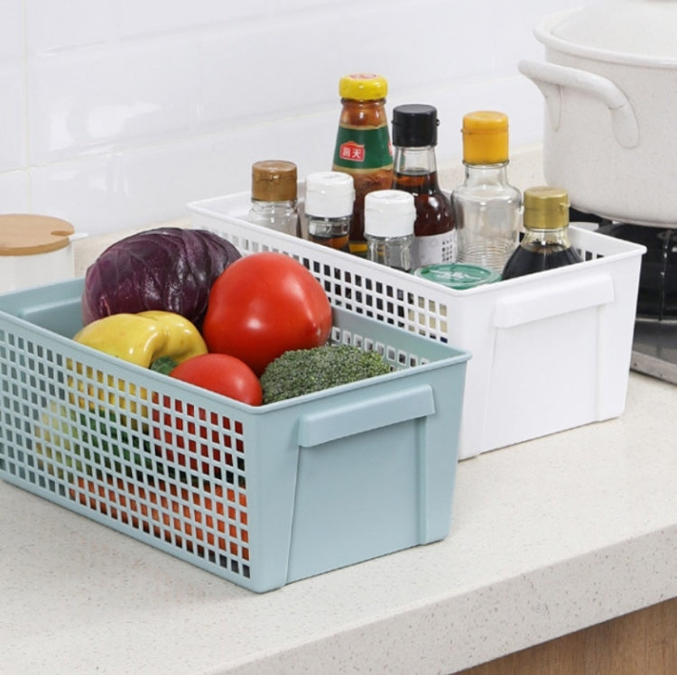 Desktop Snacks & Sundries Storage Basket Rectangular Plastic Storage Basket, Small (White), Small (Light Green), Large (White), Large(Llight Green)