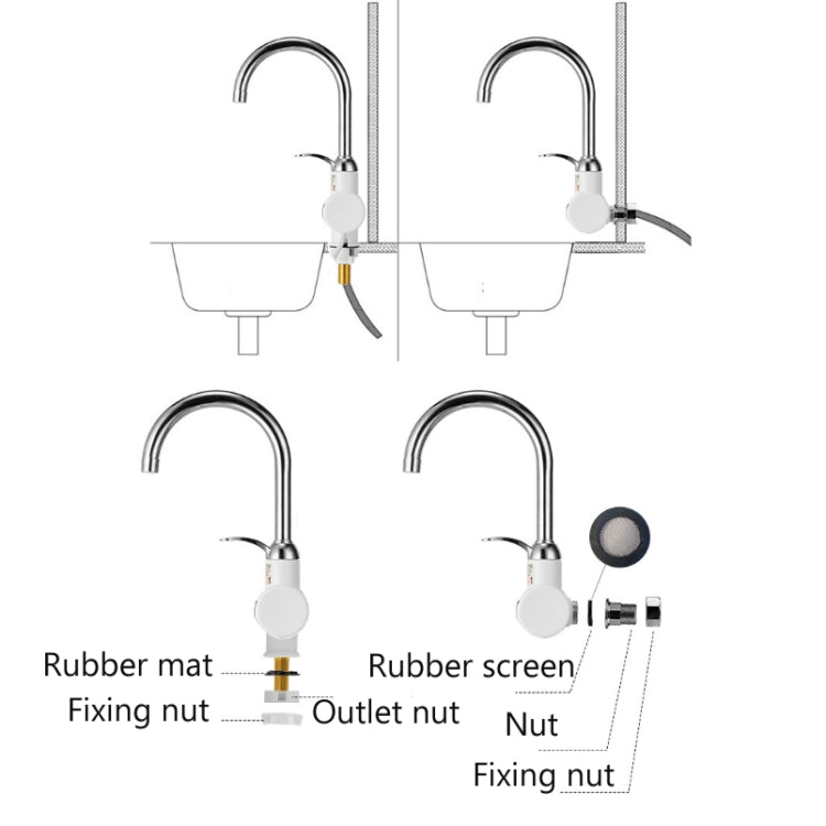 Kitchen Instant Electric Hot Water Faucet Hot & Cold Water Heater EU Plug