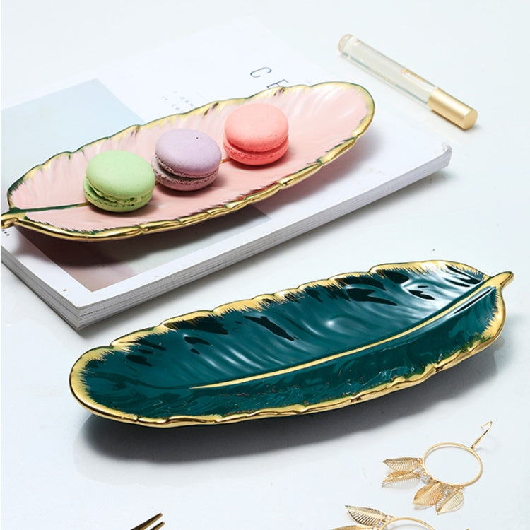 Phnom Penh Ceramic Dessert Plate Feather Plate Banana Leaf Fruit Dried Fruit Storage Tray, Size: