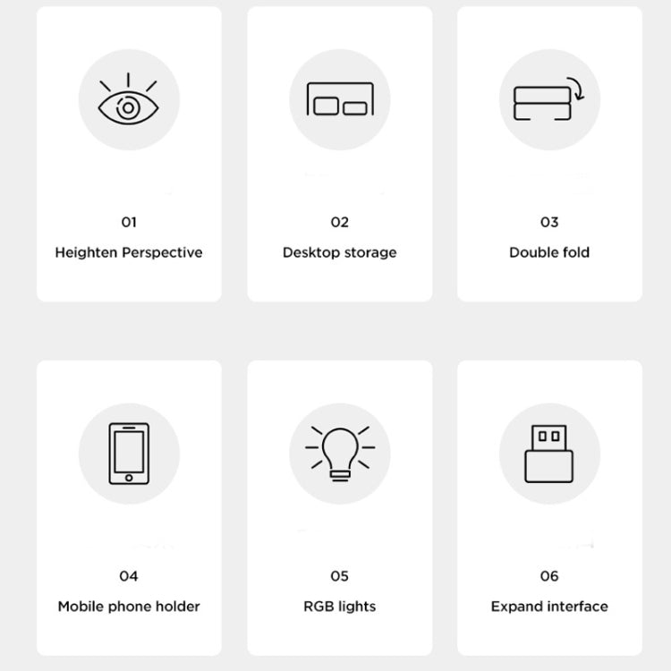 ICE COOREL T1 Monitor Increased Rack Foldable Laptop Stand With RGB Lighting & 4xUSB Expansion Interface