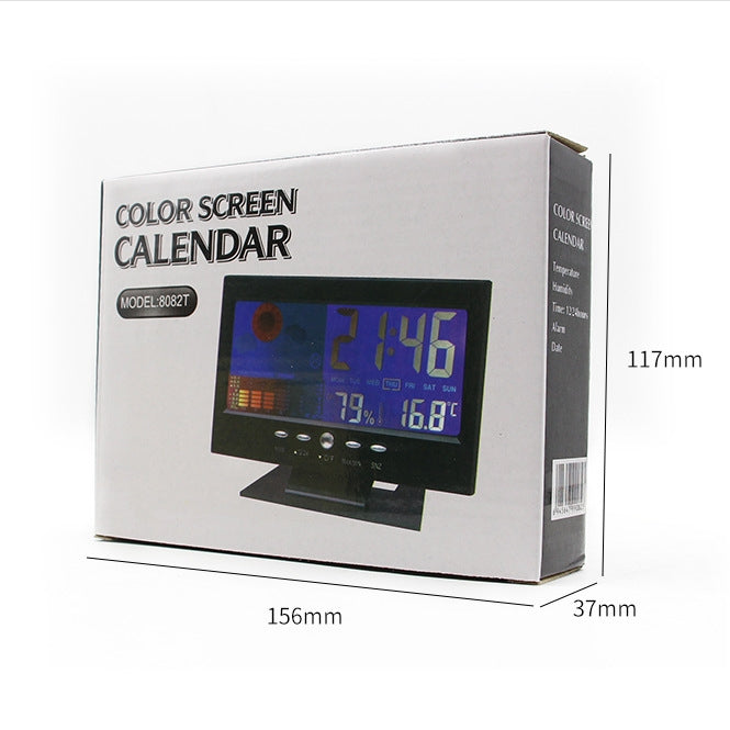 8082T Weather Forecast Clock LED Color Screen Perpetual Calendar Temperature And Humidity Intelligent Voice Control Electronic Alarm Cloc,Specification: