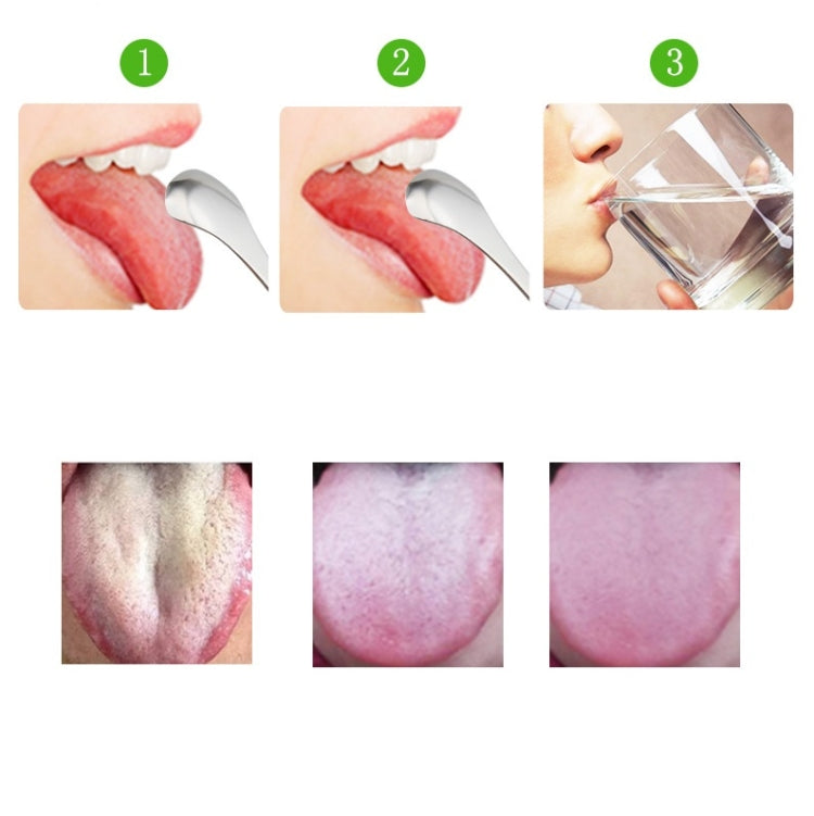 Tongue Cleaner Bad Breath Stainless Steel Cleaning Brush Tongue Scraper + Two-piece Set (Rose Gold )