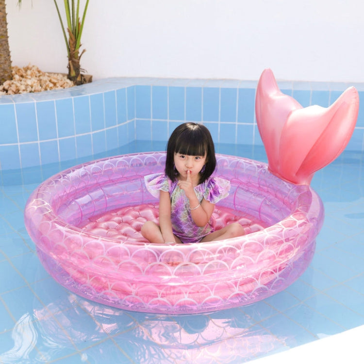 Inflatable Mermaid Shape Pool Home Children Baby Pink Round Swimming Pool Floating Air Cushion