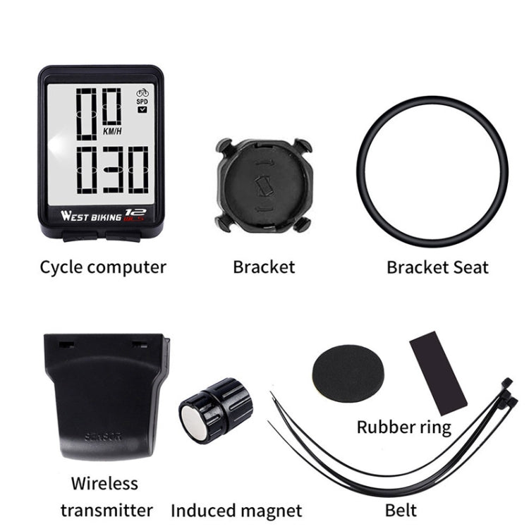 WEST BIKING Mountain Road Bike Wireless Big Character Table Big Screen Waterproof Night Light Speed Speedometer