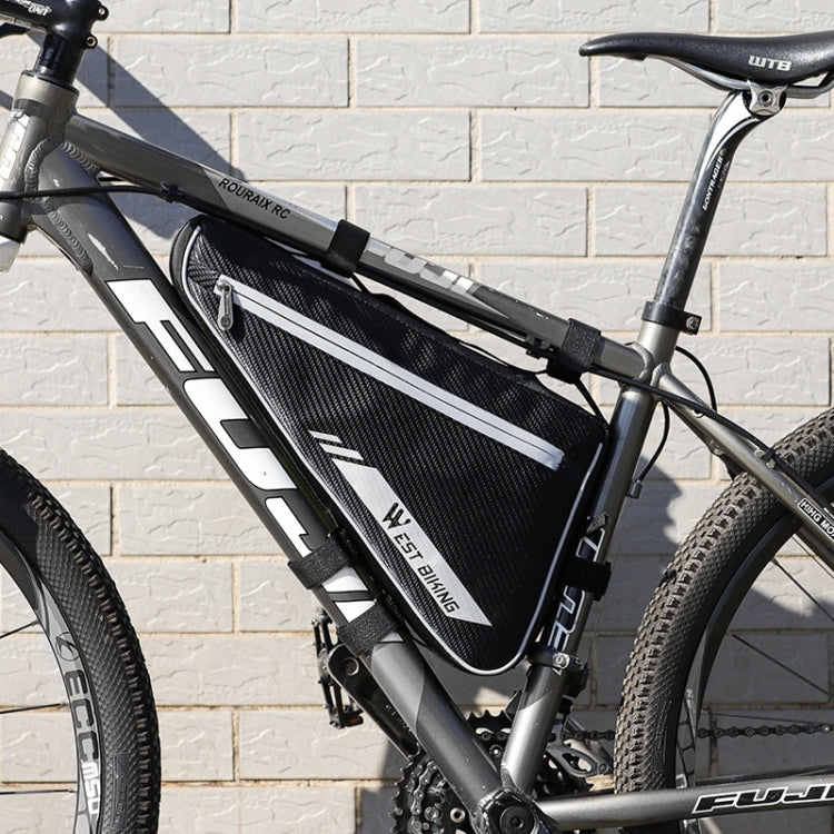 WEST BIKING YP0707254 4L Bicycle Triangle Bag Mountain Bike Large Capacity Front Beam Reflective Waterproof Bag Riding Equipment