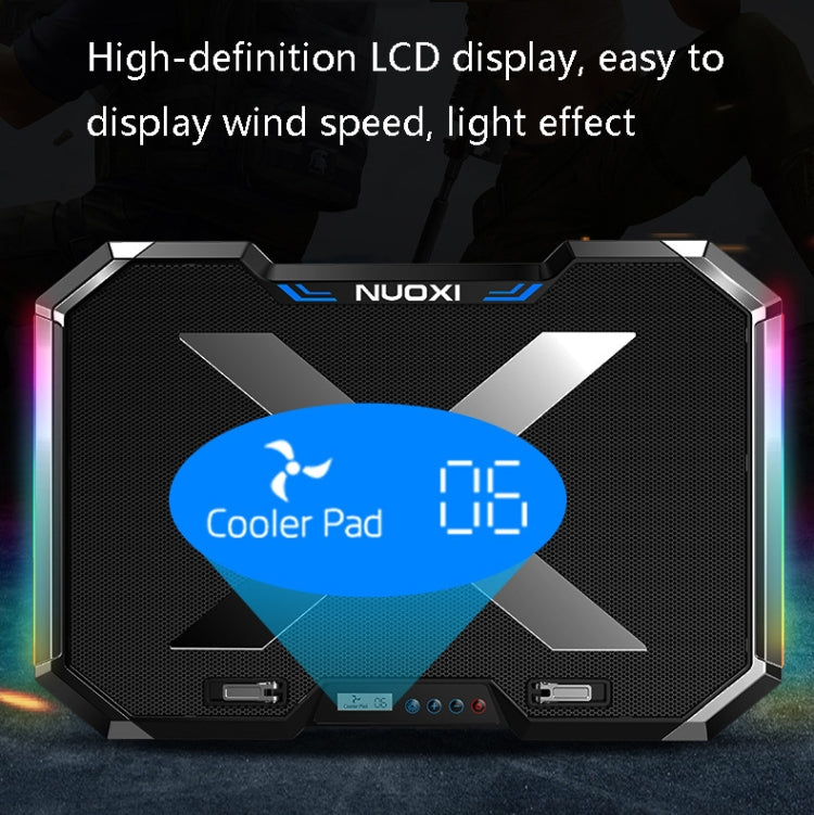 NUOXI Q8 Notebook Radiator LCD Screen Button Controllable RBG Luminescence Computer Cooling Base