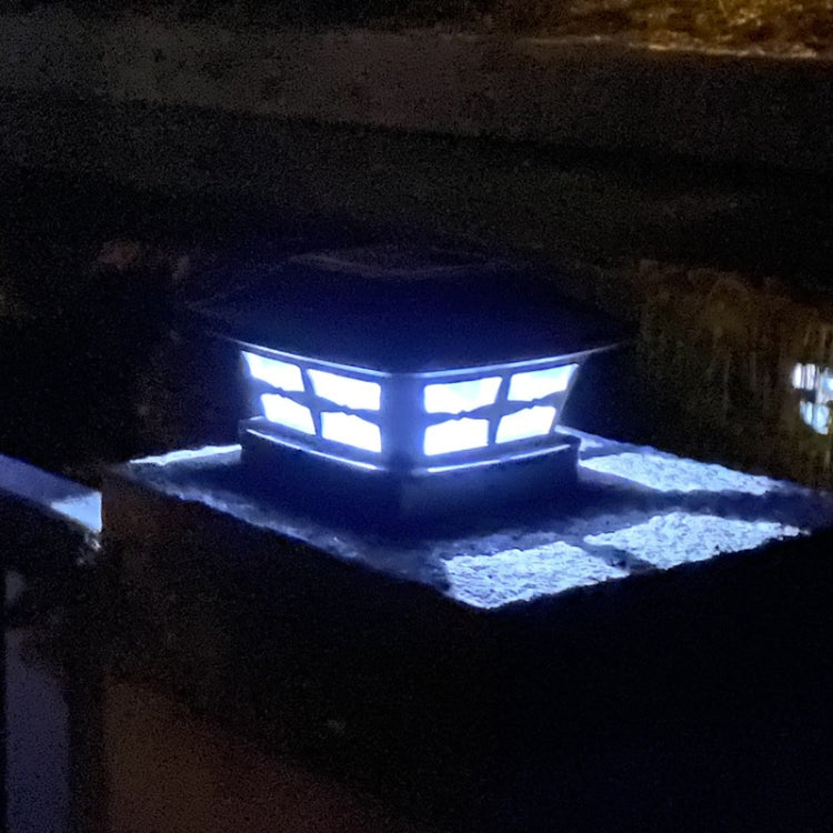 4 inch Outdoor Solar Column Lamp White + Warm White Light Garden Lamp