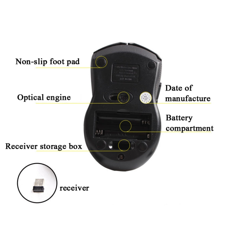 T-WOLF Q5 2.4GHz 5-Buttons 2000 DPI Wireless Mouse Silent And Non-Light Gaming Office Mouse For Computer PC Laptop