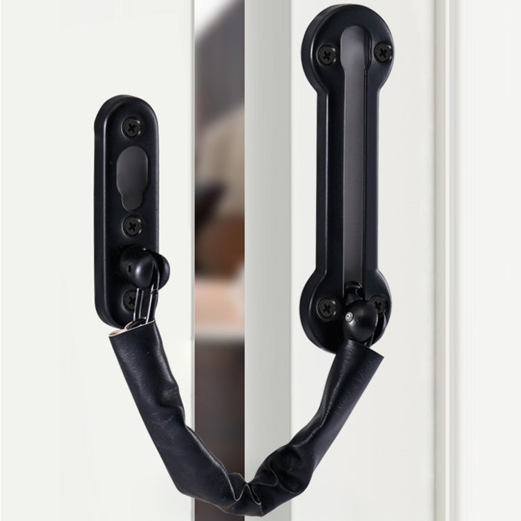Thickened Anti-Theft Chain Stainless Steel Door Bolts Hotel Room Door Chain Buckle, Specification: Large (Black)