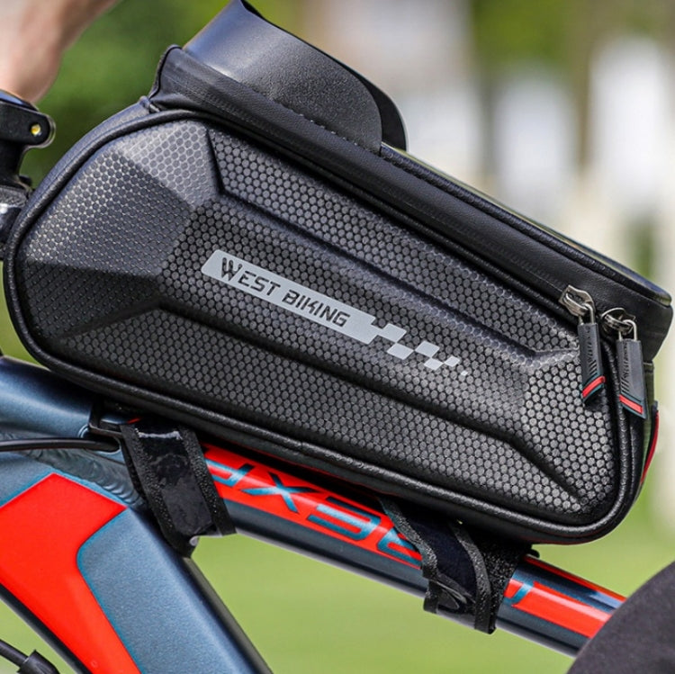 WEST BIKING 7 Inch Bike Top Tube Front Hard Shell Bag Touch Screen Waterproof Riding Gear Bag