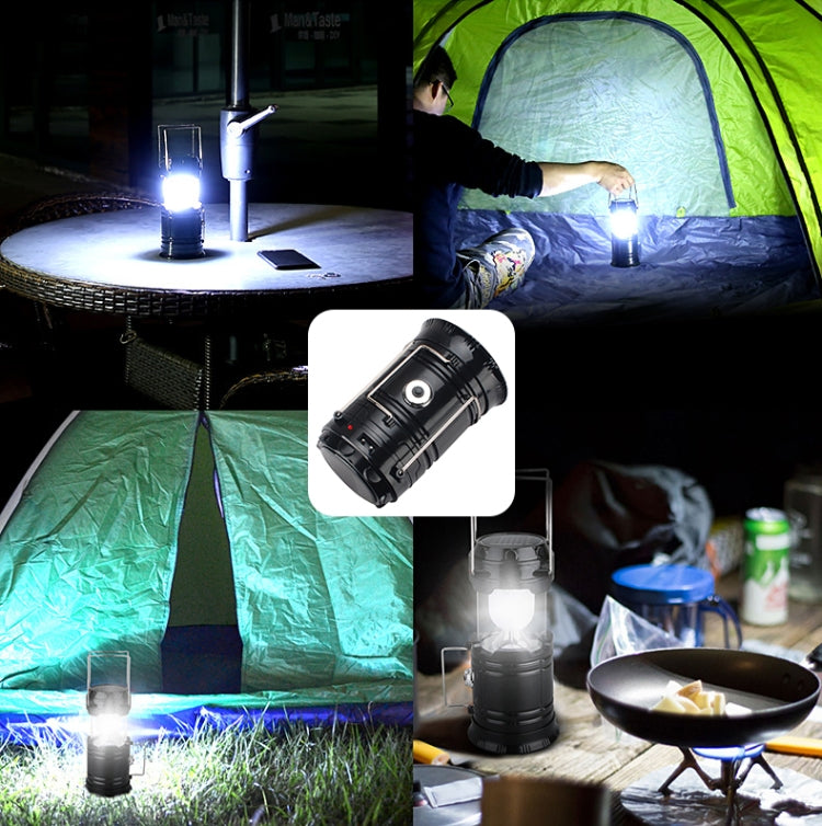 LED Tent Light Solar Rechargeable Camping Light Stretchable Multifunctional Lantern, Support USB Output